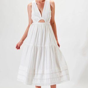NEW Rue Stiic Kamila White Tiered Midi Dress, XS, SOLD OUT